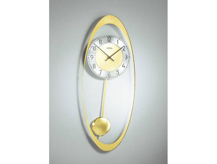 Wanduhr aus hochwertigem Mineralglas, Gold