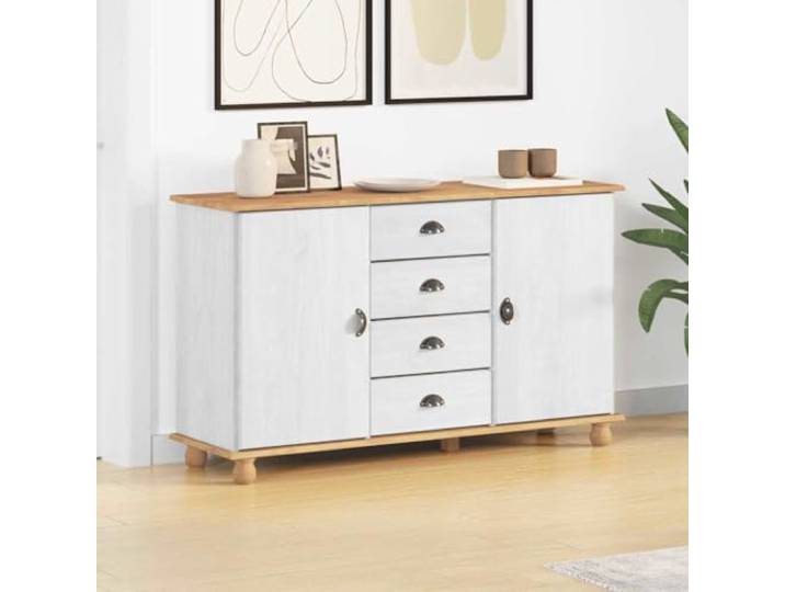 RJPLMFV Anrichte aus massivem Kiefernholz, 133,5 cm Mit Schubladen, geräumige Aufbewahrung, für Esszimmer oder Wohnzimmer, klassisches Design