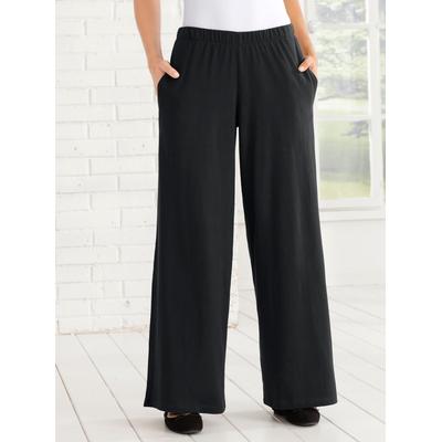 Palazzohose, Damen, Gr. 40, Normalgrößen, schwarz, 100% Baumwolle, unifarben, lang, Hosen Palazzohose