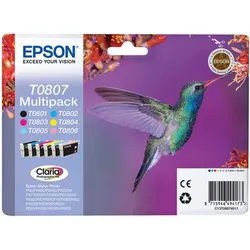Tintenpatronen Epson T0807 BK/C/M/Y cyan hell/magenta hell Packung mit 6 Stück