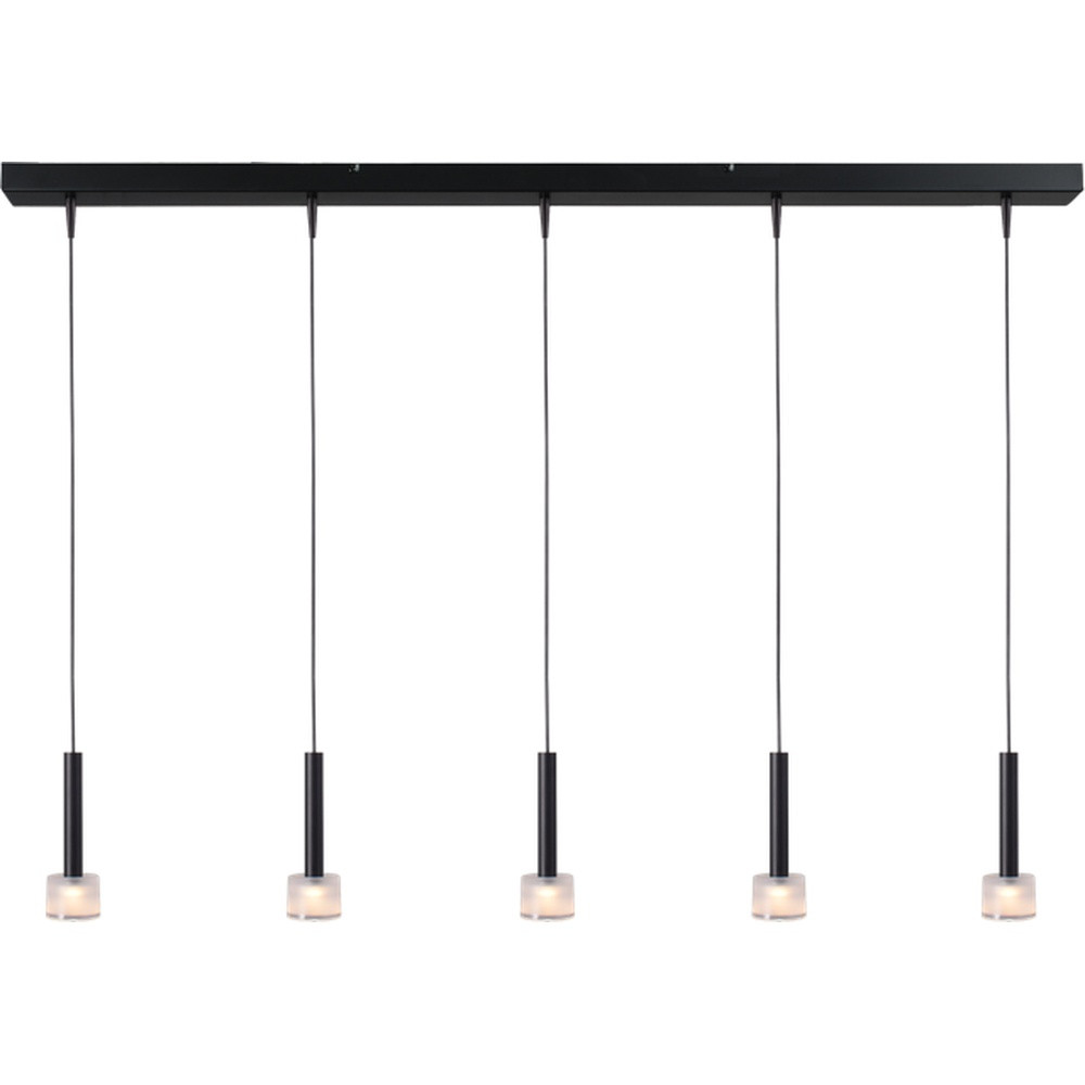 Masterlight Fabro 5-lichts hanglamp met LED - Zwart