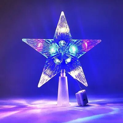Multicon Wholesale Hub LED Glowing Star Lamp 15cm, Christmas Tree Top Star Light, Home Tree Decoration, Navidad Noel Party Supplies stripe Colorful