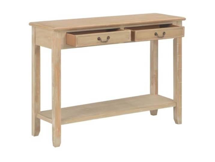 Konsolentisch Holz 110x35x80 cm mit Schubladen und Ablage MDF, Kiefer Massivholz, Paulownia Furnier, 2 Schubladen, Ablage, Mehrzweckmöbel