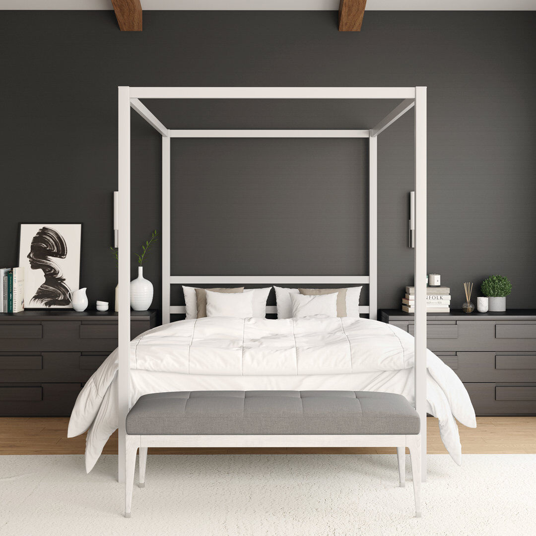 Blue Elephant Ainsworth Canopy Bed White Double (4'6)