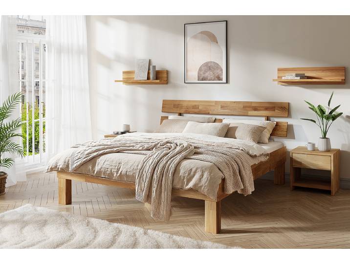 Massivholzbett AresWOOD - Eiche 160 x 200cm Massivholz Wildeiche, geölt Holz/Braun Eiche