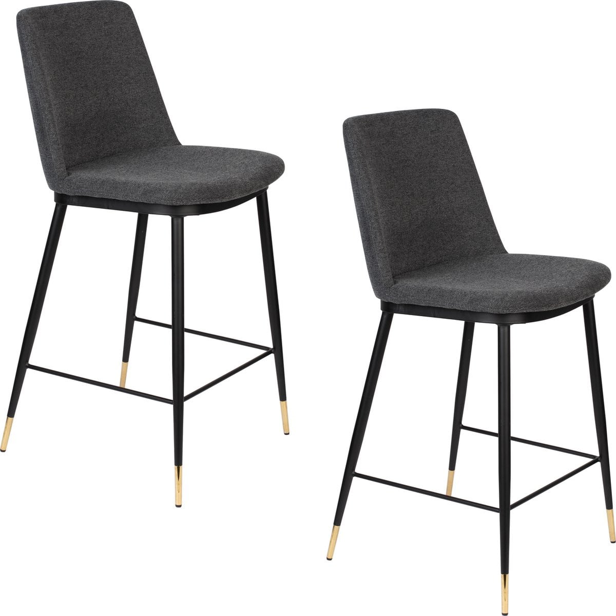 Housecraft Living Lionel Barkrukken met rugleuning Donkergrijs - Set van 2