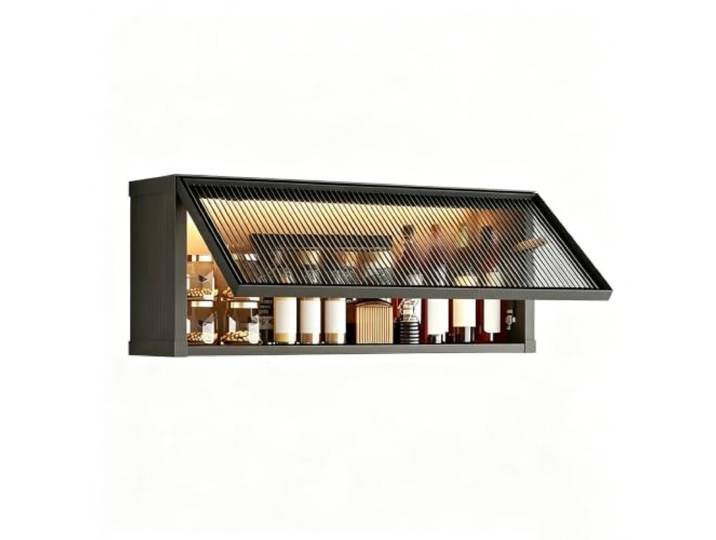 LYFHYSDSP Aluminium-Wandschrank mit Klapptür Wandmontierter Klapp-KüChenschrank, GroßEs FassungsvermöGen, Staubdicht, Pflegeleicht, füR KüChe, Balkon(100cm/39in)