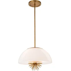 Elstead Lighting Staring Trio-Mount Pendelleuchte 3-flammig Gold antik Opalglas