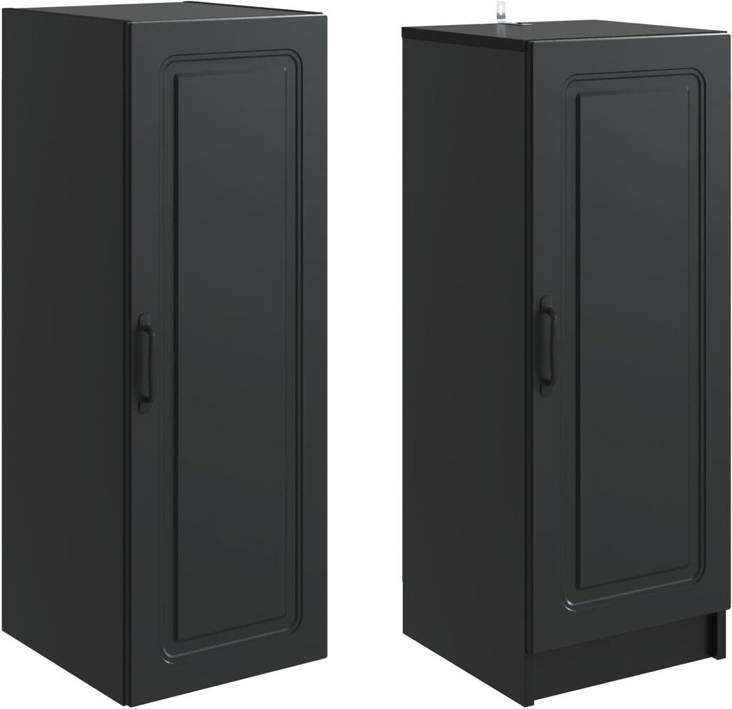 Brambly Cottage 2 -Door 4 -Shelf Storage Cabinet Black 180cm H X 33cm W X 34.5cm D