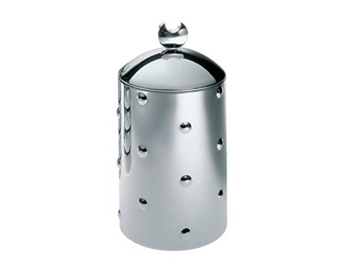 Alessi Kalistò 1 CB01 - Design-Vorratsdose aus Edelstahl 18/10, 114 cl Vorratsdose, entworfen von CSA und Clare Brass, 114 cl, mit Aluminiumknauf, für Kaffee, Tee und Nudeln