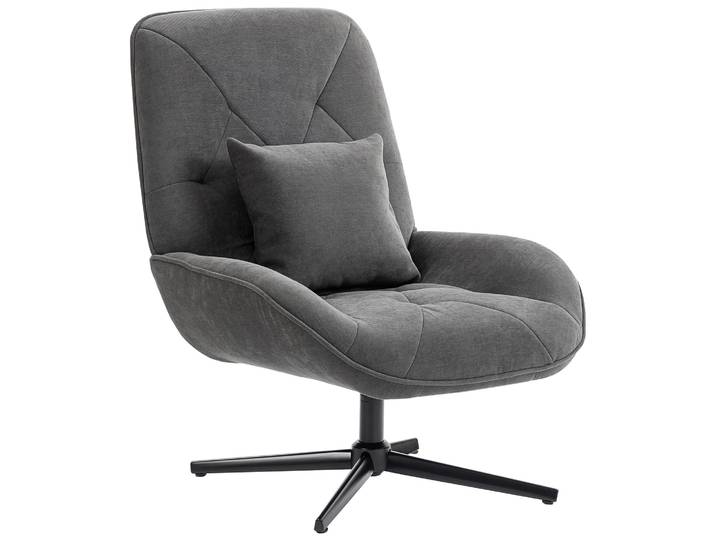 HOMCOM Sessel Drehbar Loungesessel mit Lendenkissen, Chenille-Optik, Dunkelgrau