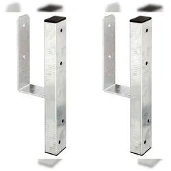 Alberts 2 x U-Pfostenträger für L- Randsteine, 91x230 mm, Höhe 200 mm, feuerverzinkt, zum Anschrauben