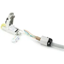 ACT Field termination plug RJ45 CAT6A shielded, toolless, 4PPoE 100W (PCIe), Netzwerkkarte, Grau, Schwarz