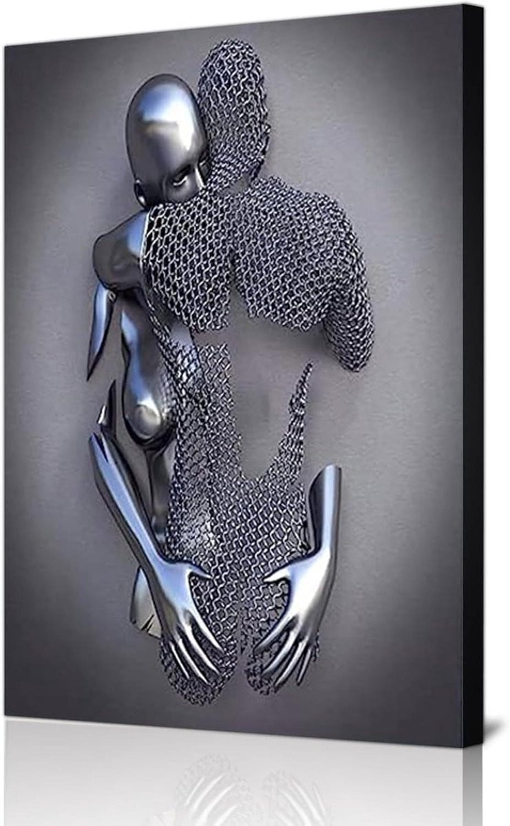 Metaalfiguur Wanddecoratie Stijl 14 - Abstracte Kunst met 3D Visueel Effect - 20 x 30 cm