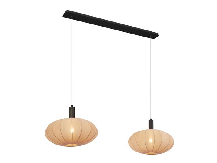 Suspension japandi noire abat-jour tissu marron