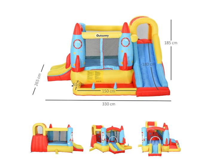 Outsunny Château Gonflable Enfants +3 Ans avec Toboggans et Piscine