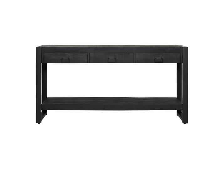 Meuble console 3 tiroirs 150 cm, bois noir