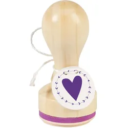 3x Stewo, Stempel, Tampon à motif rond - Coeur feuille