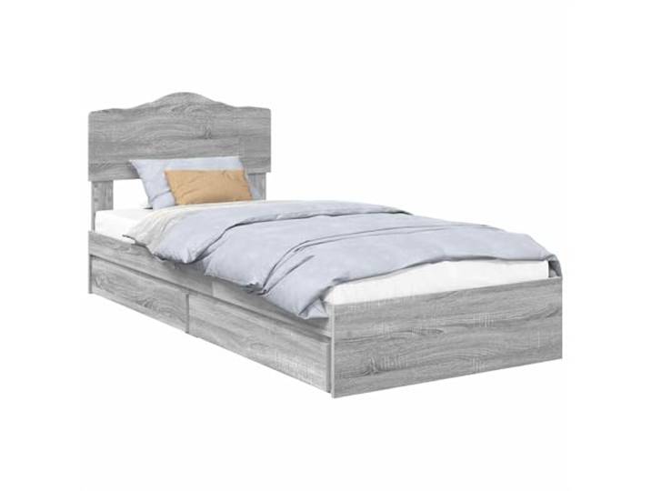 PUGYNBK Bett mit Schubladen, Grau, Sonoma, 90 x 190 cm Premium-Holz, modernes Design, ausziehbare Schubladen, platzsparend, kleines Schlafzimmer