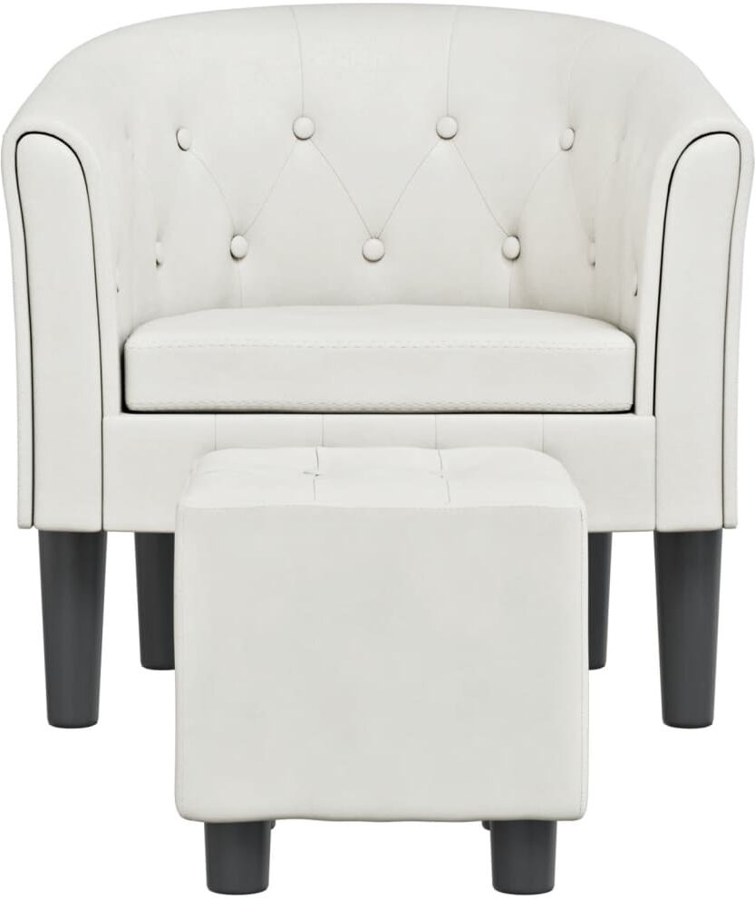 vidaXL Chaise cabriolet avec repose-pied blanc similicuir