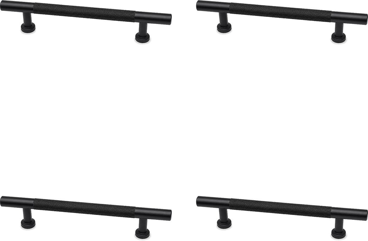 Set van 4 zwarte aluminium kastgrepen van 128 mm voor keuken en meubels