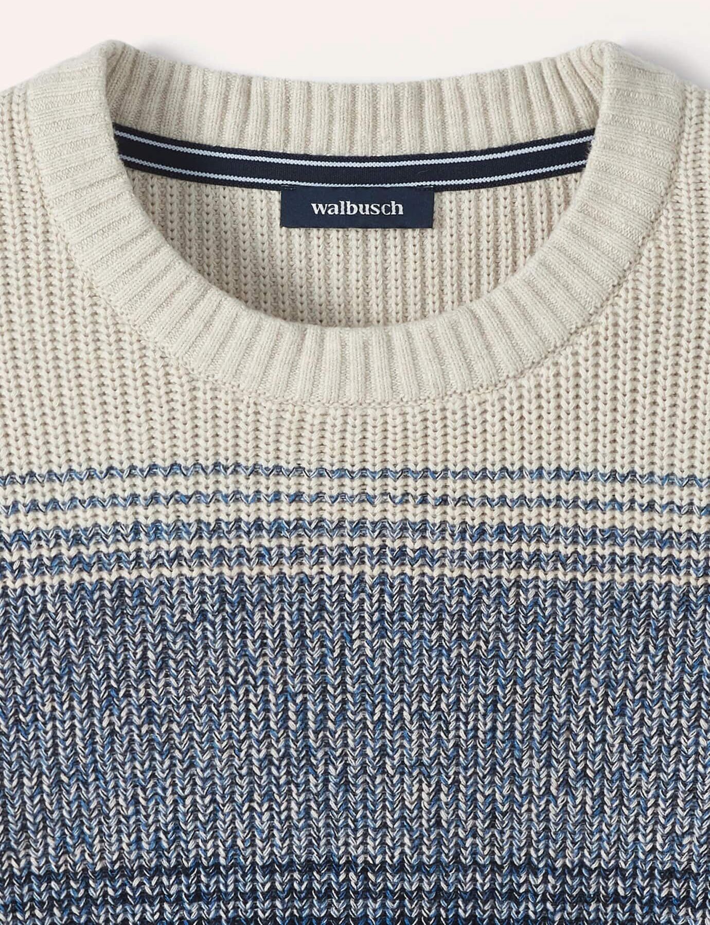 Walbusch Degradee Pullover, normale Größen, Farbe Blau, 48, weiche Baumwolle raffinierter Farbverlauf Herren