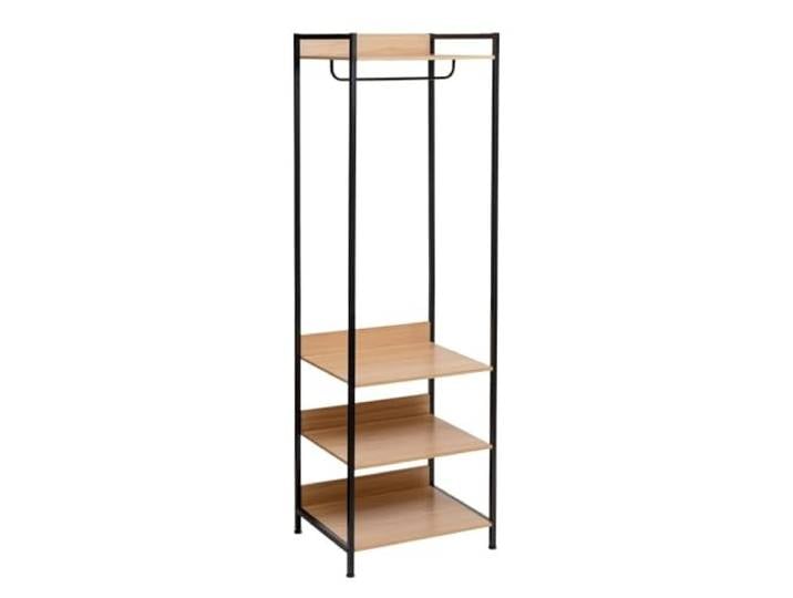 Modularer Kleiderschrank mit Stange und 3 Einlegeböden aus PB und Metall in Natur und Schwarz