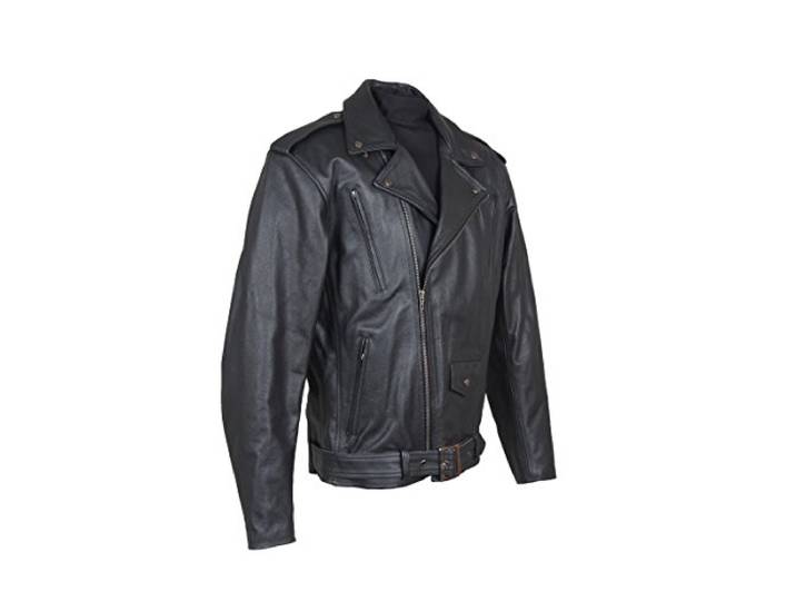 Roleff Racewear Kurze Motorrad Lederjacke im Brando Style, Schwarz, Größe L