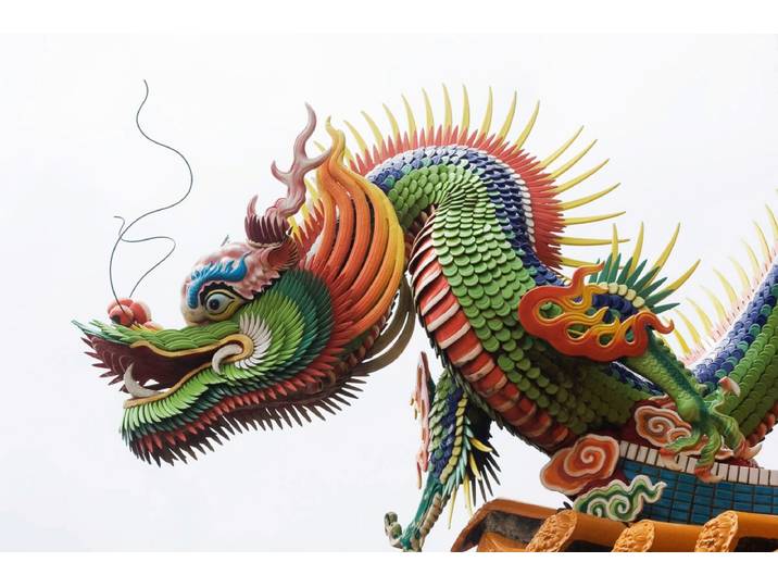 Fototapete PAPERMOON Chinesischer Drache , bunt, B:2,5m L:1,86m, Vlies, Tapeten, Fototapete