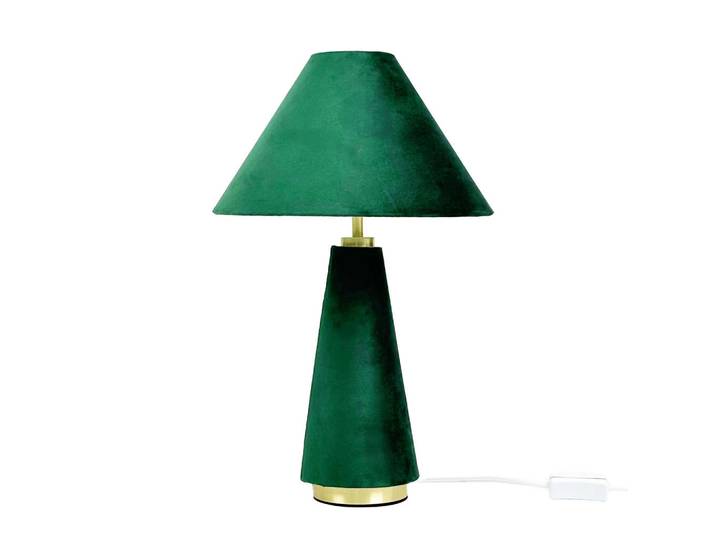 Relaxdays Tischlampe Mehrfarbig Samt E14, Dunkelgrün, Metall, Rund, 30x47x30 cm, Lampen & Leuchten, Innenbeleuchtung, Tischlampen