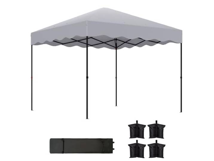 Outsunny Paviljoen 3x3m Waterafstotend Opvouwbaar Pop-up Lichtgrijs
