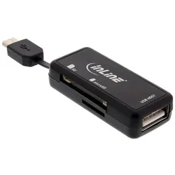 INLINE OTG Card Reader Dual Flex, für SD und microSD, mit USB Buchse und 2 Kartenslots