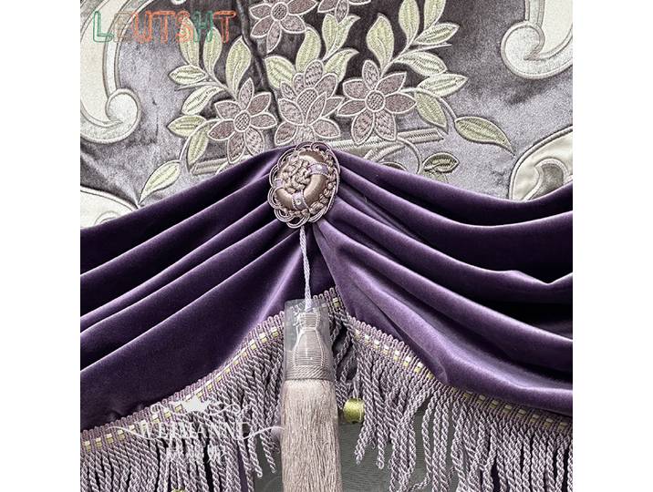 Rideaux occultants personnalisés en velours violet rétro français, pour salon et chambre à coucher, Villa européenne et américaine, broderie en velours