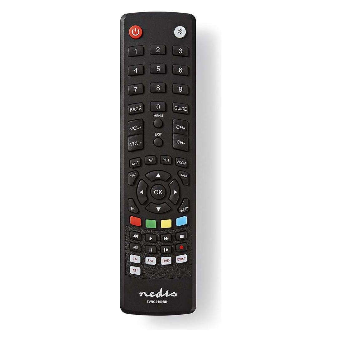 Nedis Universal-Fernbedienung | Vorprogrammiert | 4 Geräte | Amazon Prime / Disney + Button / Google (Universal Fernbedienung, Infrarot) (TVRC2340BK)