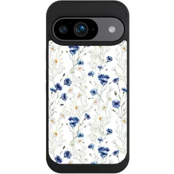 Nivocase Handyhülle für Google Pixel 9 Hülle NIVOpure Case Schwarz Blume Blumen Muster (Google Pixel 9), Smartphone Hülle, Schwarz