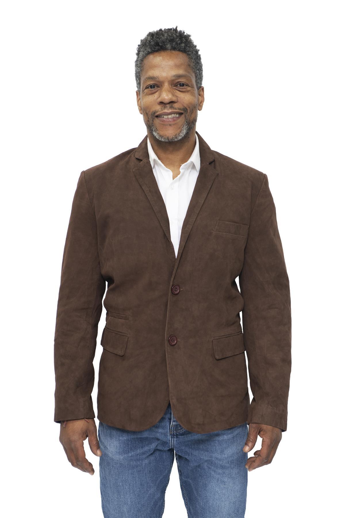 Schlanker italienischer Herren-Blazer aus Ziegenveloursleder – Alexandria