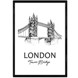 POSTER Städte Denkmäler London Tower Bridge A3 Schwarzer Rahmen