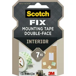 3M Scotch-Fix Innenmontageband, 19 mm x 1,5 m, Hält bis zu 7 kg, 1 kg/22 cm