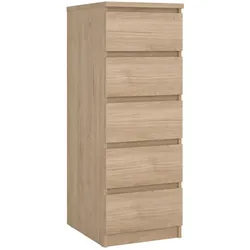 WellHome - Schlafzimmerkommode mit 5 Schubladen in der Farbe Eiche 41 x 50 x 112 cm - Sil Oak
