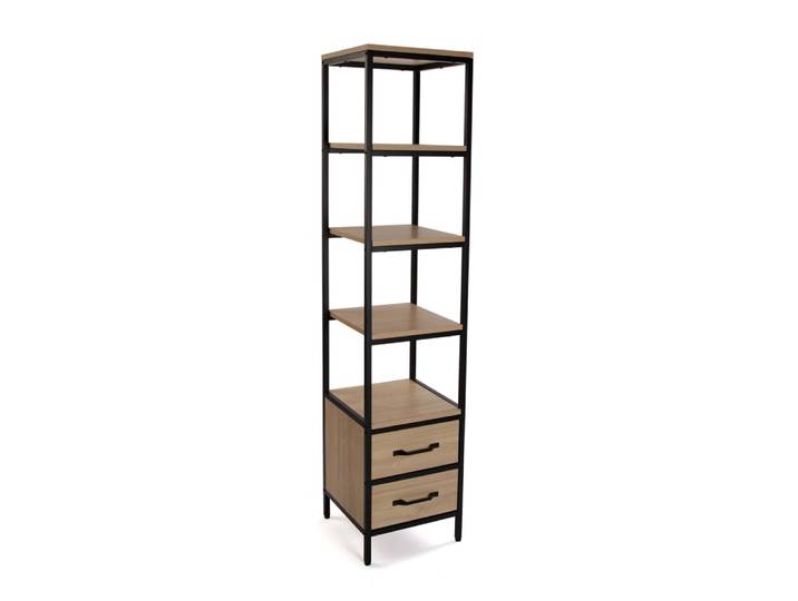Etagère en imitation bois noir et marron et métal