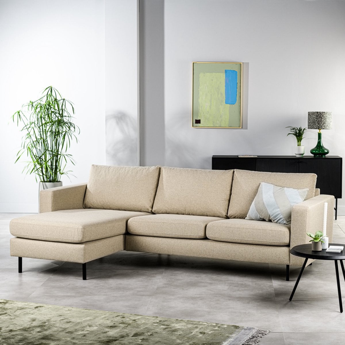 Moderne beige hoekbank Nuvio voor de woonkamer