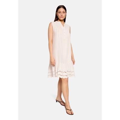 Druckkleid CARTOON "Damen mit Stickerei", Damen, Gr. 34, Normalgrößen, cream, Obermaterial: 100% Leinen, ausgestellt kurz, V-Ausschnitt, Kleider Druckkleid