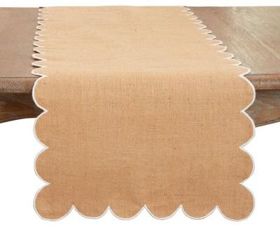 Saro Lifestyle "Rustic Chic Scalloped Table Runner - 16""x72"""
