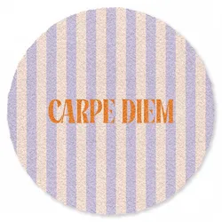 FUSSMATTE Lila – Orange – Streifen – Carpe Diem 120x120 cm