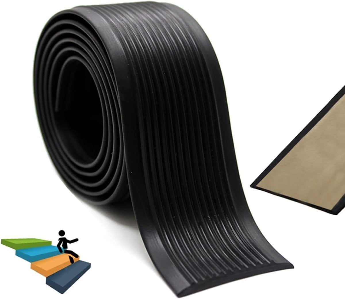 Traprand Beschermers - Zelfklevende Antislip Strips - Zwart Rubber
