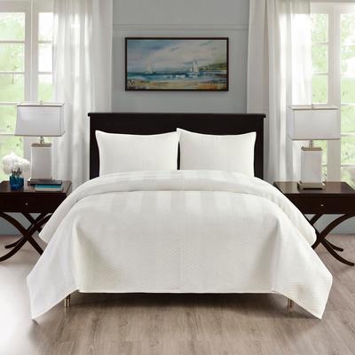 Pointehaven Heavy-Weight Oversized Chevron Design Velvet Quilt Sets