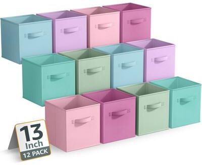 "Sorbus Large Storage Bins - Sturdy Fabric Cubes with Handle 12 Pack - 13""L x 13""W x 13""H"