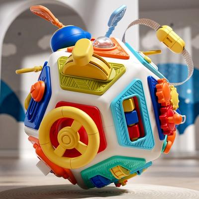 JoyToys Montessori Busy Board Cube Sensory Toy For Toddlers Fine Motor Learning Travel Activity Box colorful
