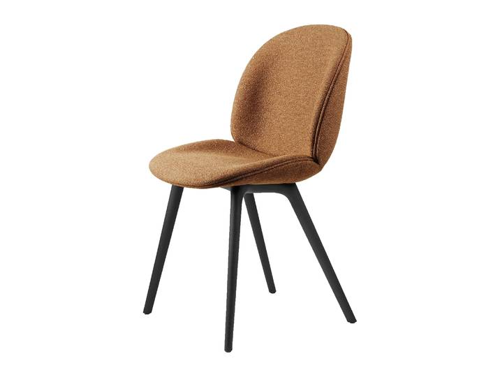 GUBI Beetle dining chair fully upholstered-plastic base Around bouclé 032-black