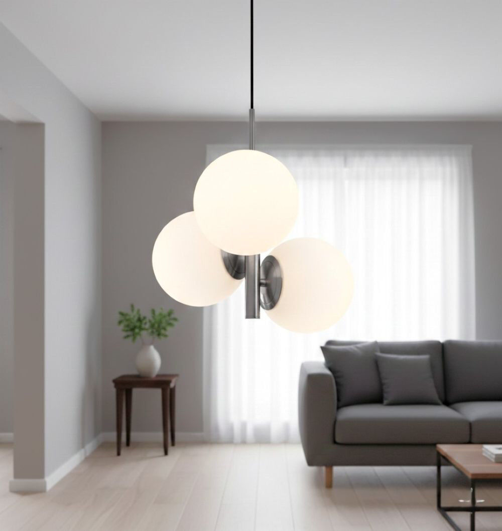 Firstlight 3 - Light Sputnik Pendant Brushed Steel 36cm H X 30cm W X 30cm D